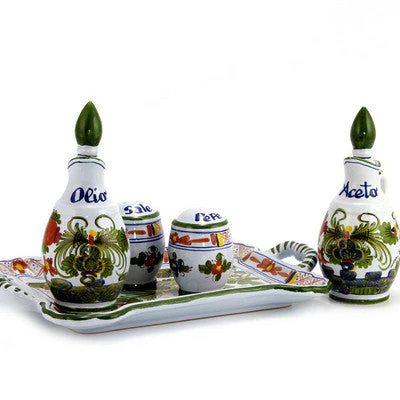 FAENZA-CARNATION: Oil and Vinegar Salt and Pepper menage [R] - Image 3