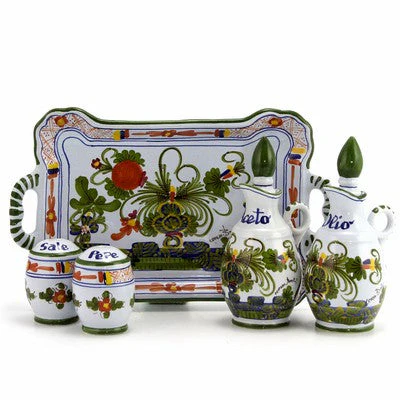 FAENZA-CARNATION: Oil and Vinegar Salt and Pepper menage [R] - Image 4