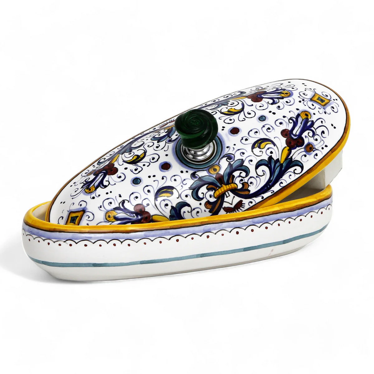JEWERLY BOX: Authentic Deruta Keepsake Oval Box with Murano Knob - RICCO DERUTA design - Image 6