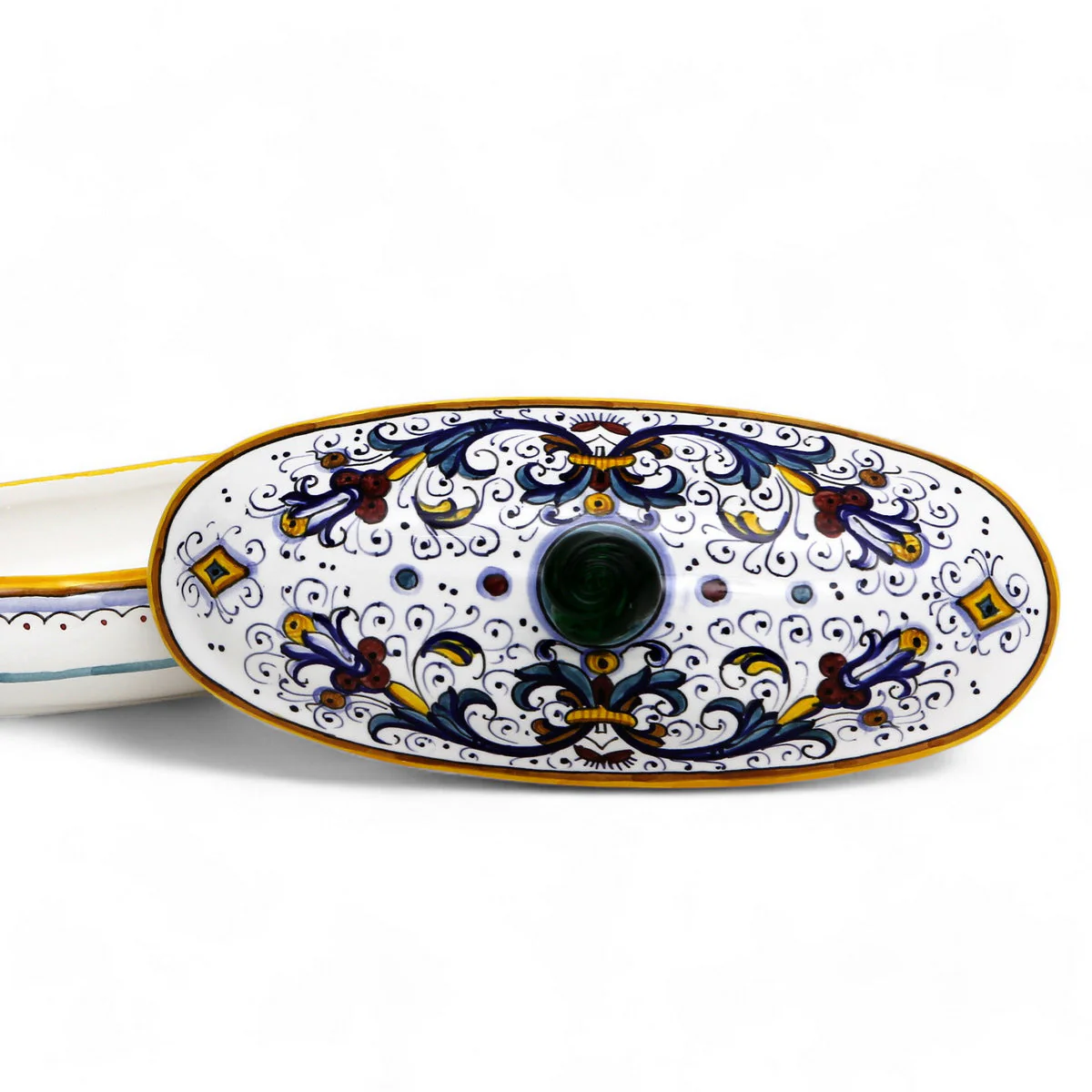 JEWERLY BOX: Authentic Deruta Keepsake Oval Box with Murano Knob - RICCO DERUTA design - Image 7