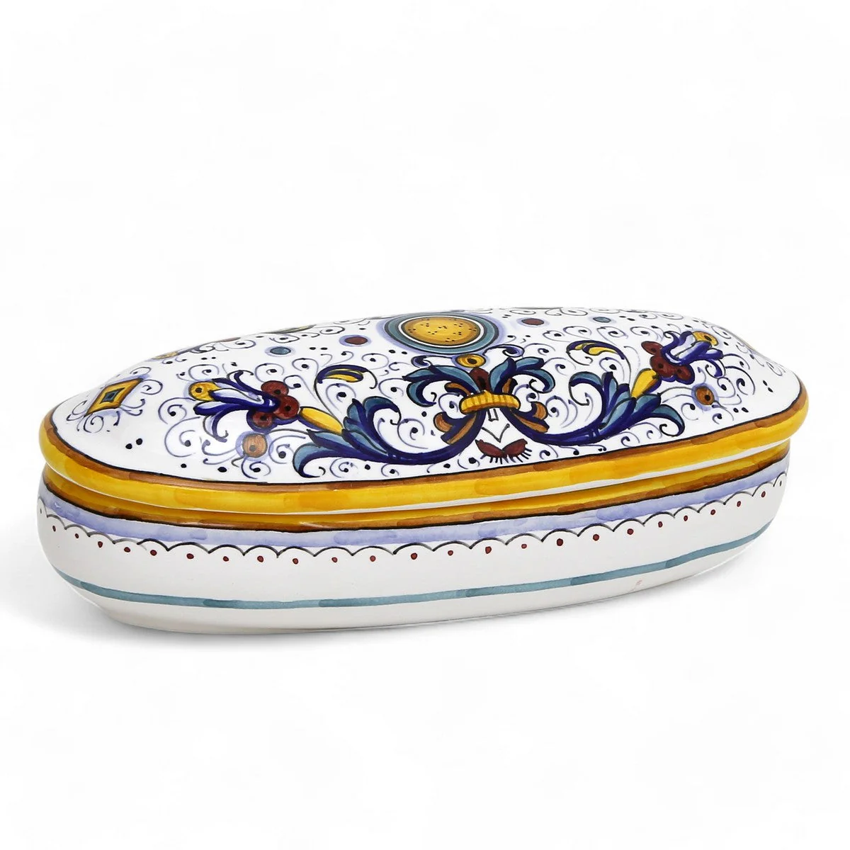 JEWERLY BOX: Authentic Deruta Keepsake Oval Box with Murano Knob - RICCO DERUTA design - Image 8