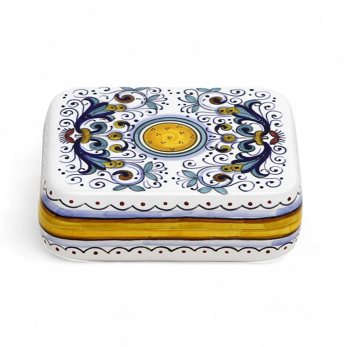 JEWERLY BOX: Authentic Deruta Keepsake Rectangular Box with Murano Knob - RICCO DERUTA design - Image 7