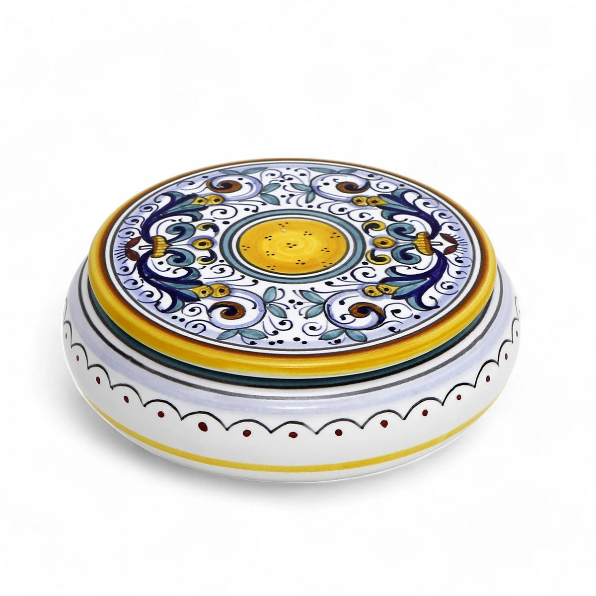 JEWERLY BOX: Authentic Deruta Keepsake Round Box with Murano Knob - RICCO DERUTA design - Image 8