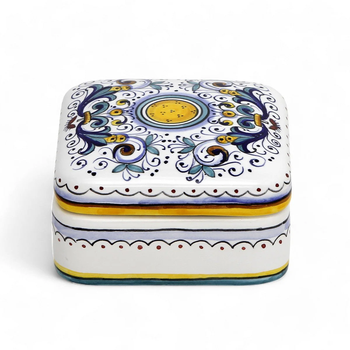 JEWERLY BOX: Authentic Deruta Keepsake Square Box with Murano Knob - RICCO DERUTA design - Image 8