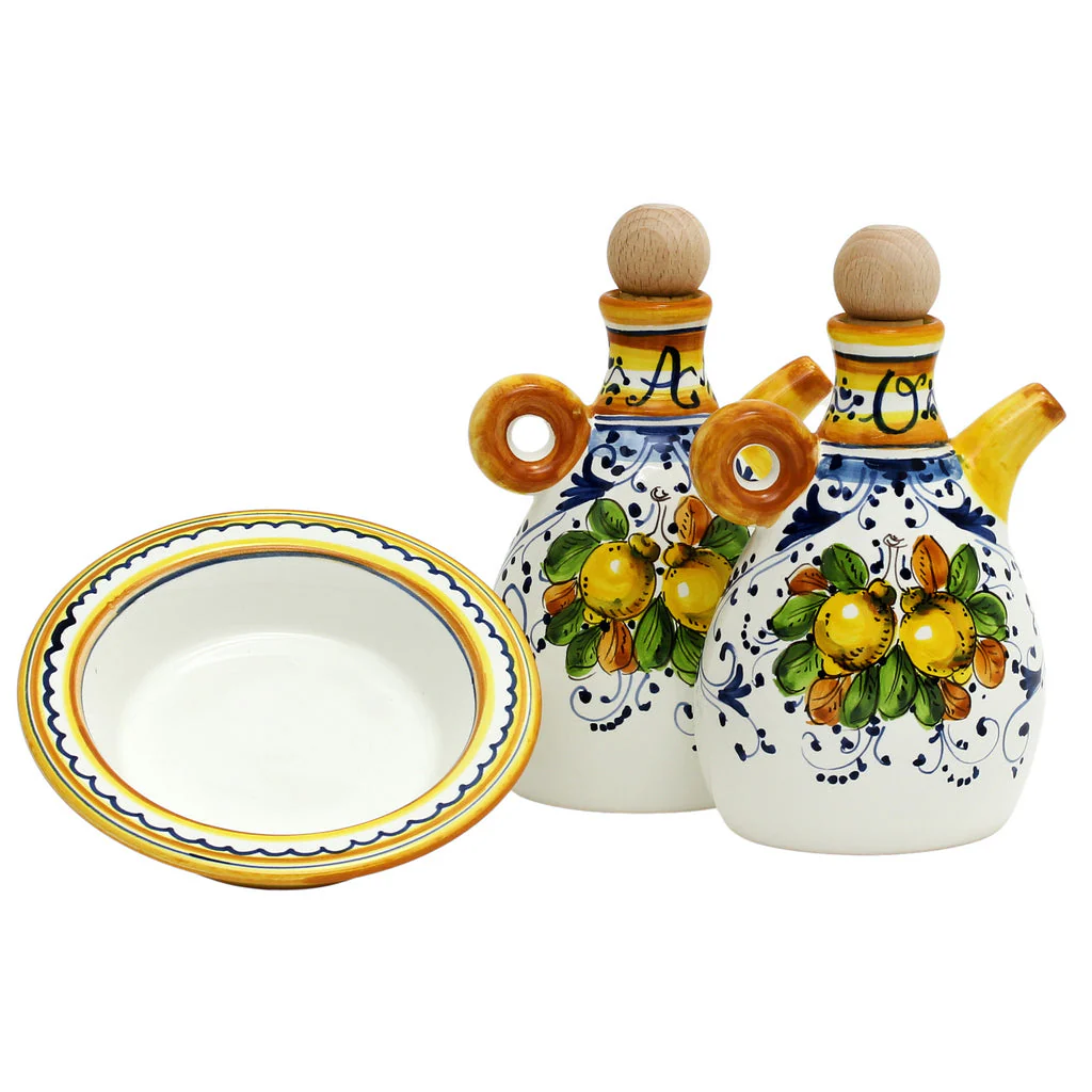 LIMONCINI: 'The Better Half' Oil and Vinegar set with tray/saucer - Image 4