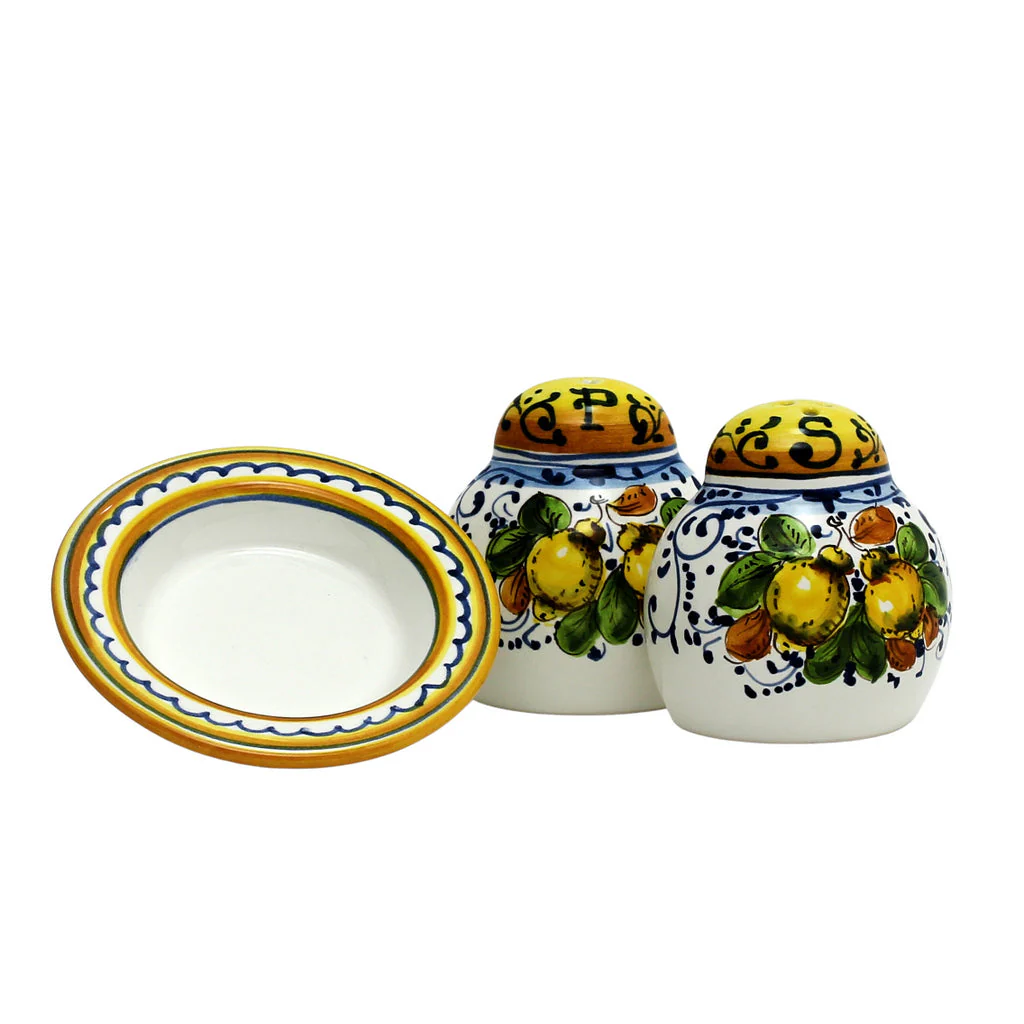 LIMONCINI: 'The Better Half' Salt and Pepper set with tray/saucer - Image 5