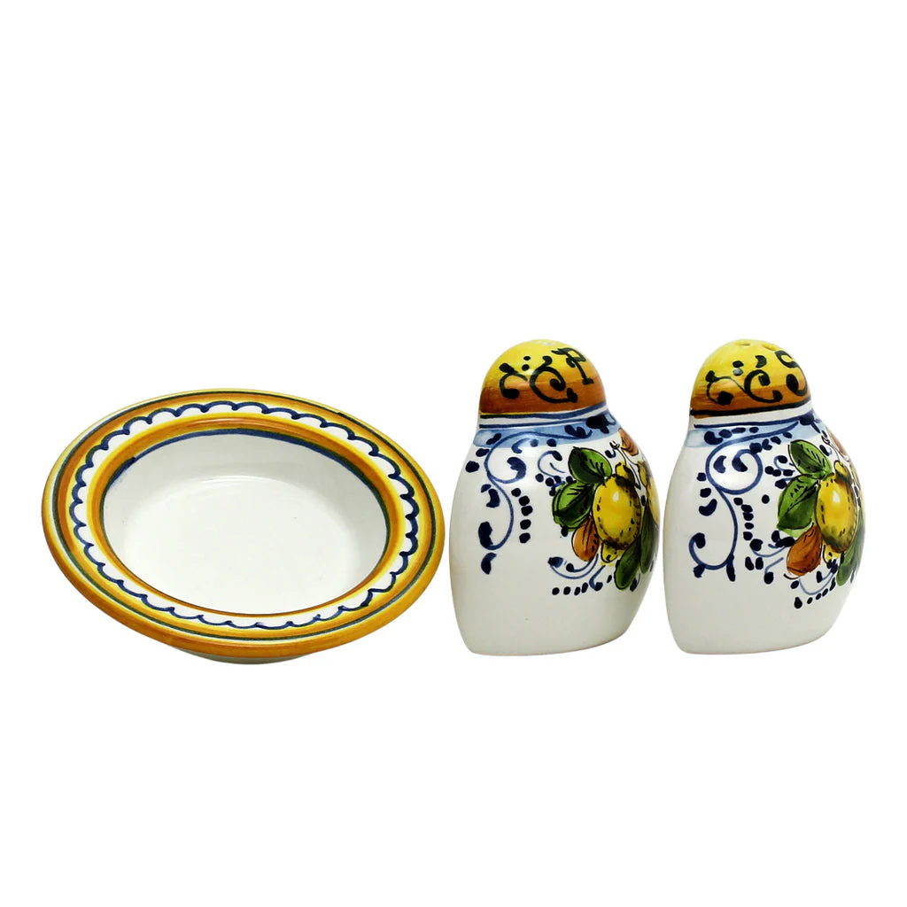 LIMONCINI: 'The Better Half' Salt and Pepper set with tray/saucer - Image 6
