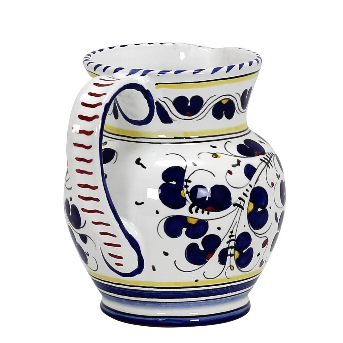 ORVIETO BLUE ROOSTER: Traditional Deruta Pitcher (1 Liter - 34 OZ. - 4 Cups) - Image 4