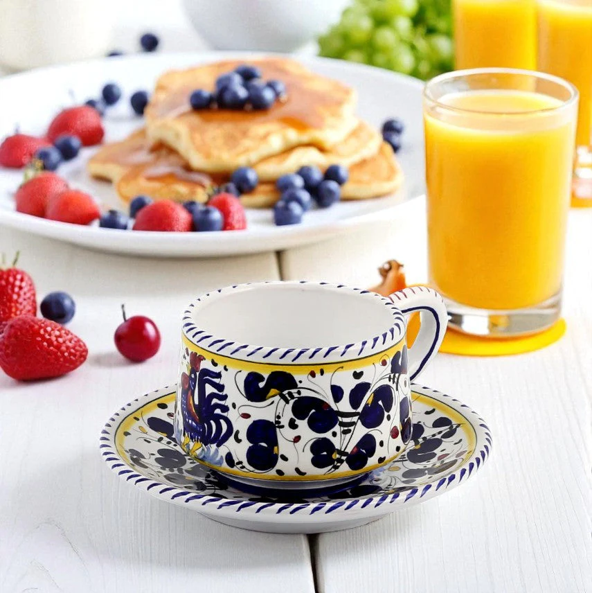 ORVIETO BLUE ROOSTER: Cup and Saucer - Image 4