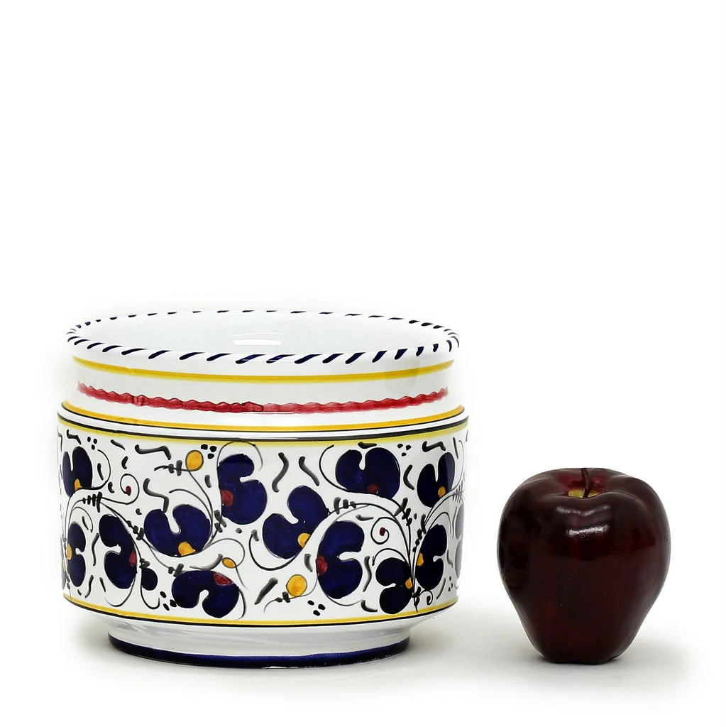 ORVIETO BLUE ROOSTER: Cylindrical Cover Pot - Cachepot Planter (Small) - Image 4