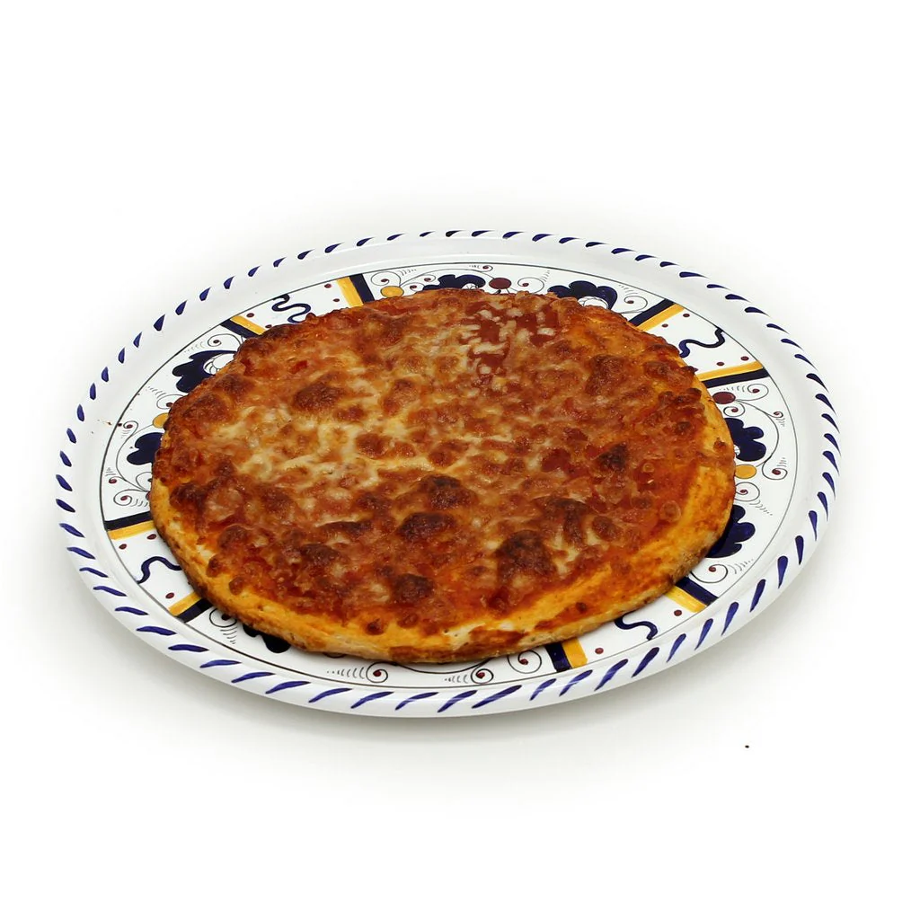 ORVIETO BLUE ROOSTER: Deruta Pizza Plate - Cake or Cheese Platter - Image 2