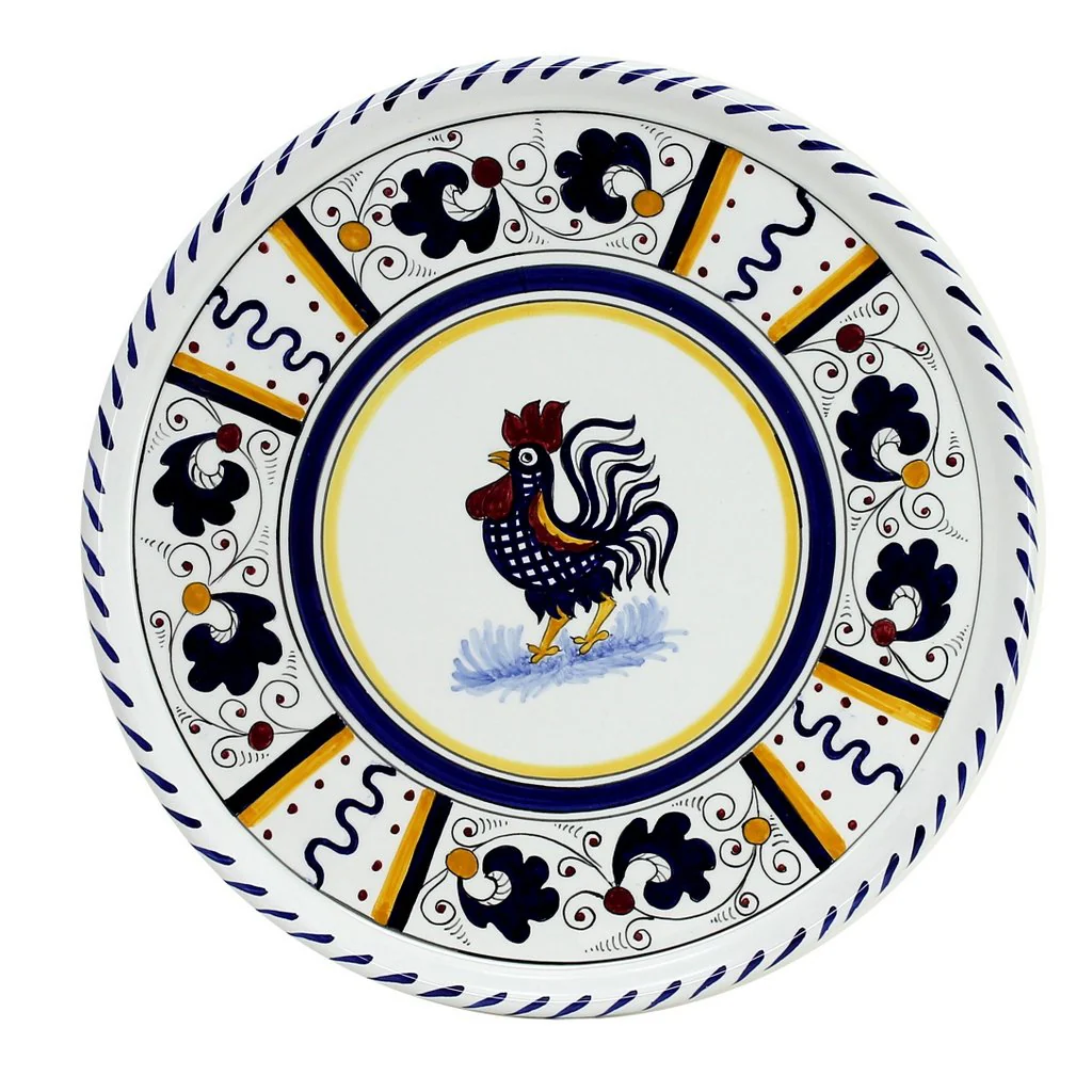 ORVIETO BLUE ROOSTER: Deruta Pizza Plate - Cake or Cheese Platter - Image 4