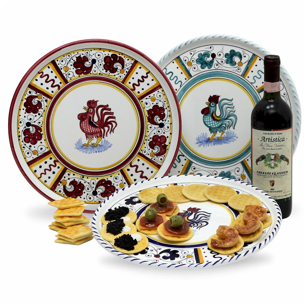 ORVIETO BLUE ROOSTER: Deruta Pizza Plate - Cake or Cheese Platter - Image 6