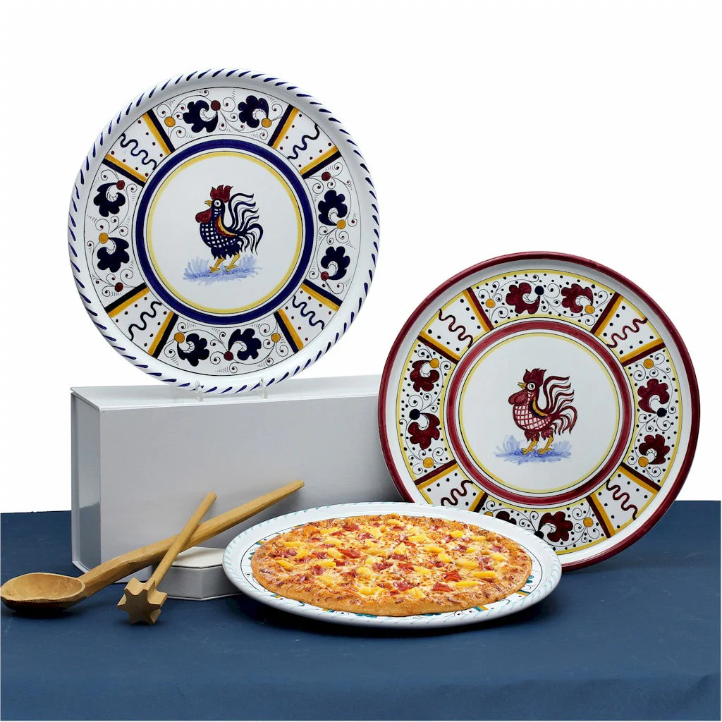 ORVIETO BLUE ROOSTER: Deruta Pizza Plate - Cake or Cheese Platter - Image 7
