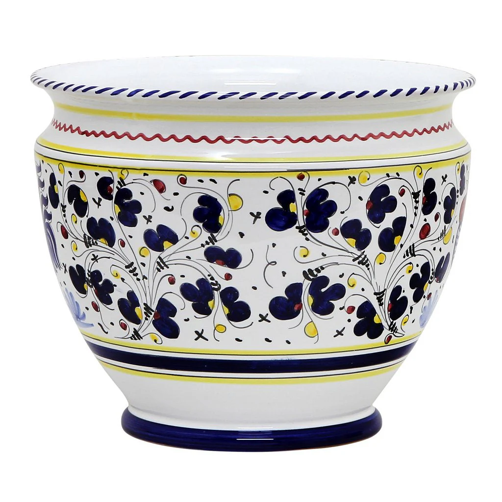 ORVIETO BLUE ROOSTER: Luxury Cachepot Planter Large - Image 3