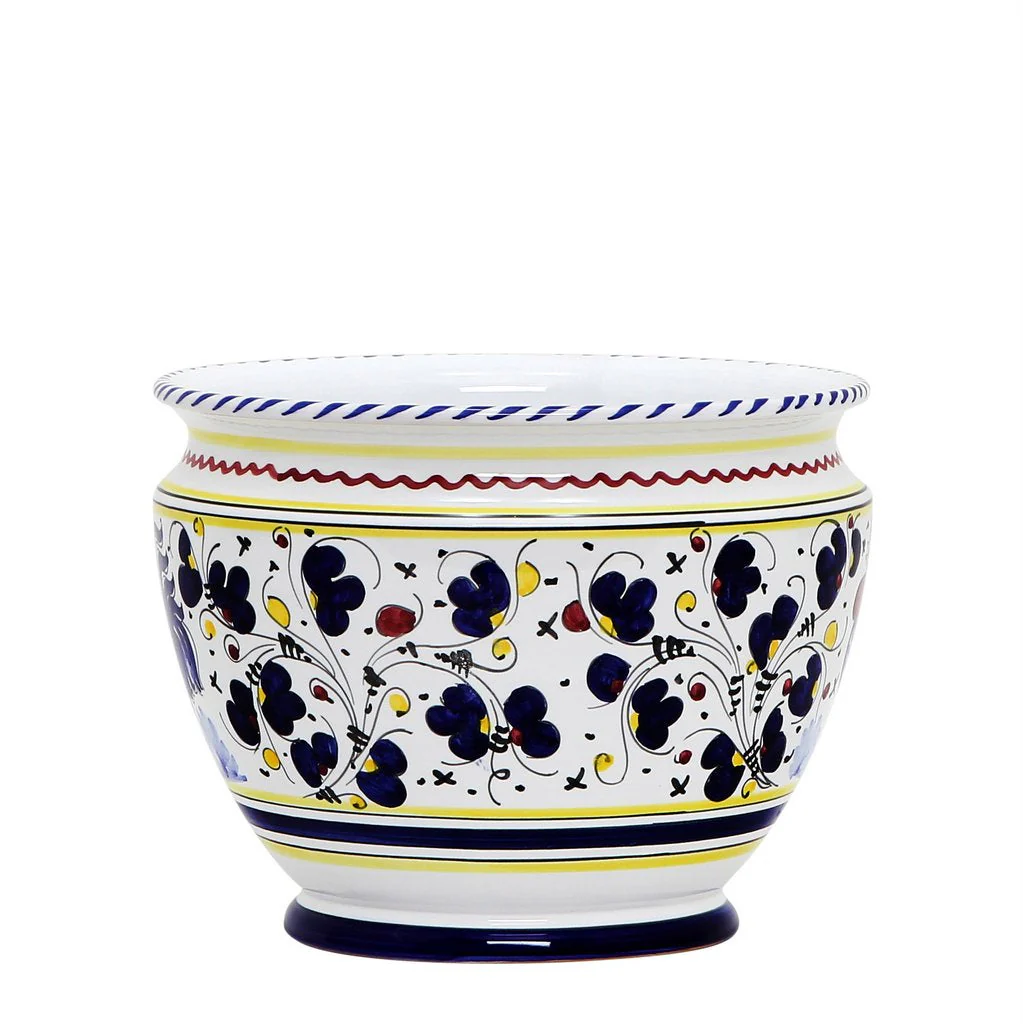 ORVIETO BLUE ROOSTER: Luxury Cachepot Planter Small - Image 3