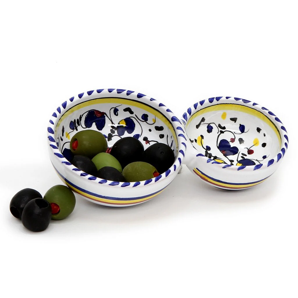 ORVIETO BLUE ROOSTER: Olive Dish Bowl - Relish, Condiments, Olive and Nuts divided bowl - Image 3