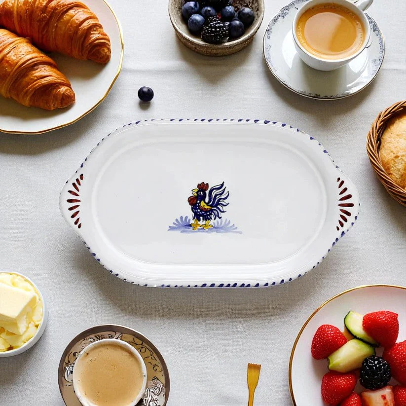 ORVIETO BLUE ROOSTER: Oval/Oblong Small Tray - Image 4