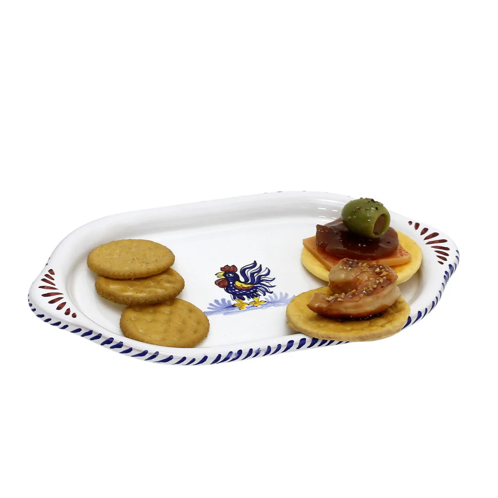 ORVIETO BLUE ROOSTER: Oval/Oblong Small Tray - Image 5