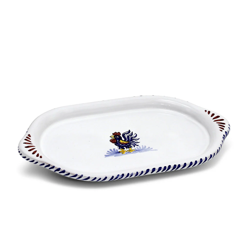 ORVIETO BLUE ROOSTER: Oval/Oblong Small Tray - Image 6