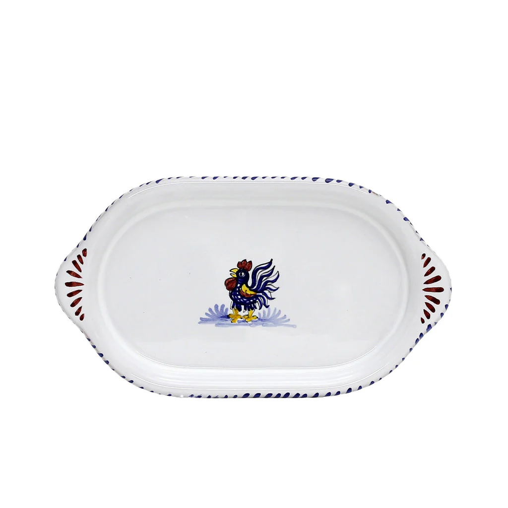 ORVIETO BLUE ROOSTER: Oval/Oblong Small Tray - Image 7
