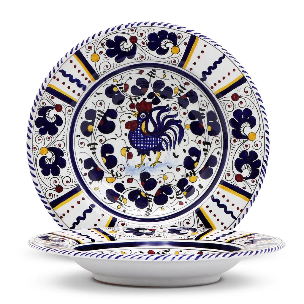 ORVIETO BLUE ROOSTER: Pasta/Soup Rimmed Bowl Plate
