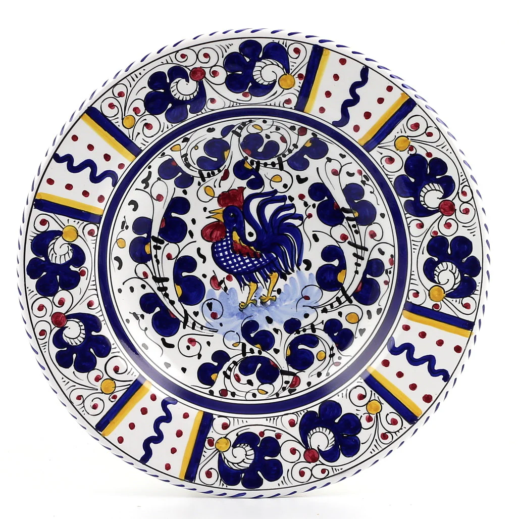 ORVIETO BLUE ROOSTER: Pasta/Soup Rimmed Bowl Plate - Image 2