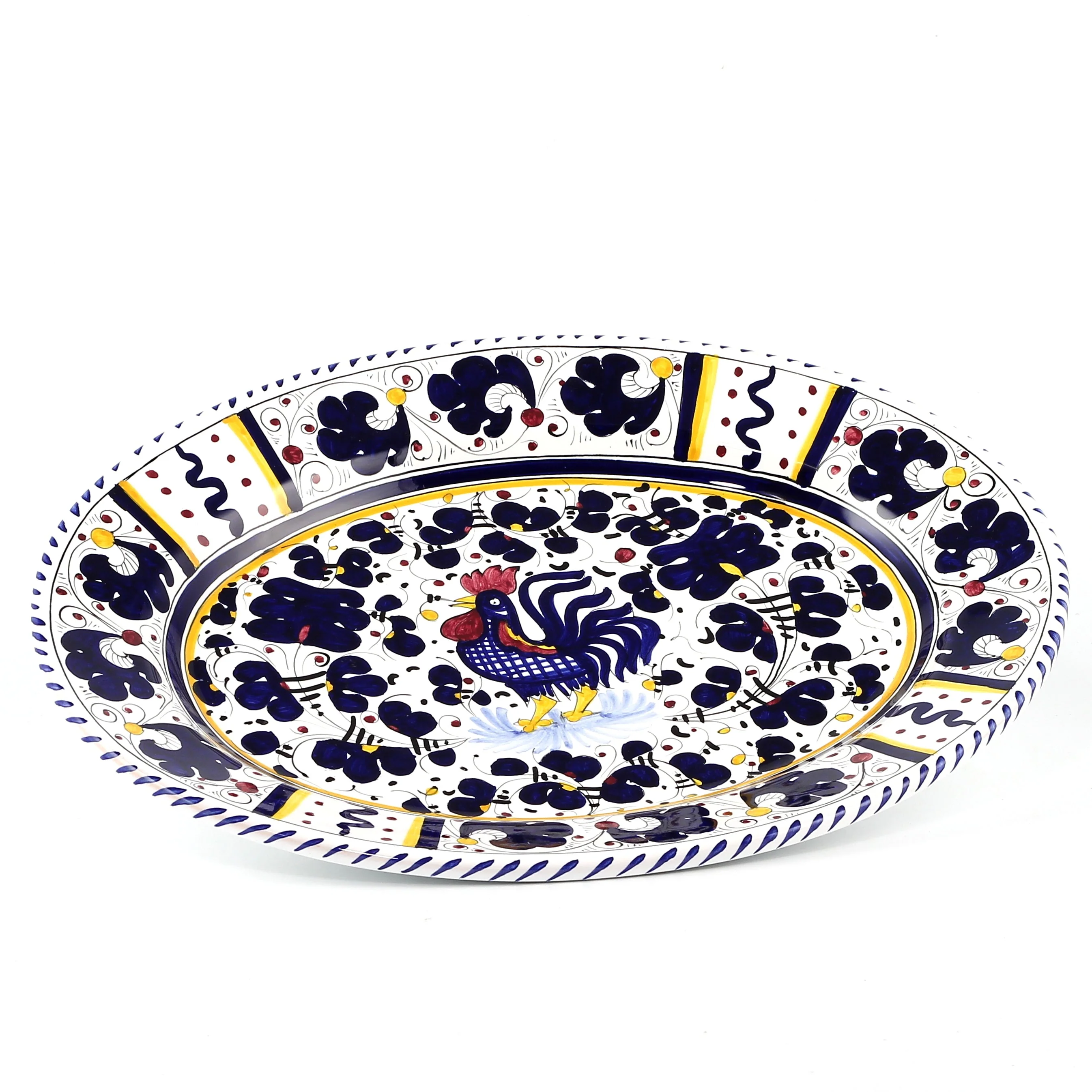ORVIETO BLUE ROOSTER: Serving Oval Platter - Image 3