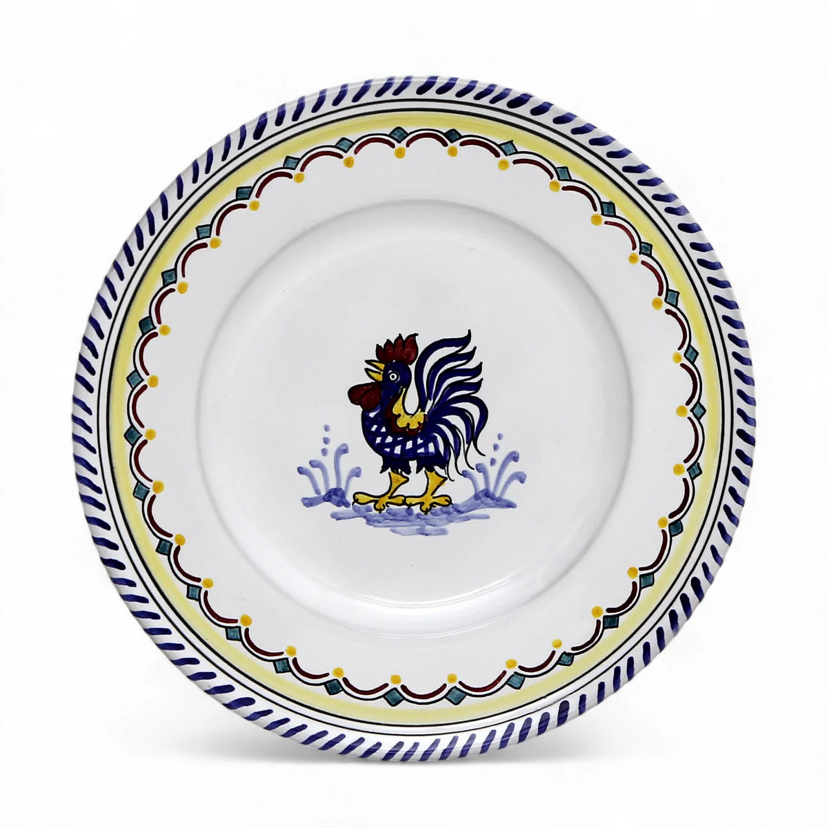 ORVIETO BLUE ROOSTER SIMPLE: Pasta/Soup Rimmed Bowl Plate - Image 3