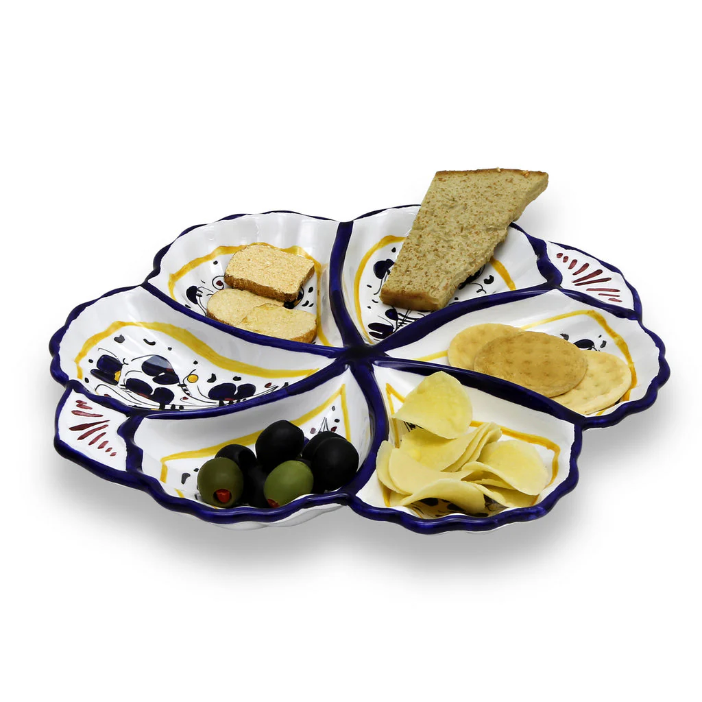 ORVIETO BLUE ROOSTER: Snack Tray Fiore/Shell - Six Compartments - Image 2