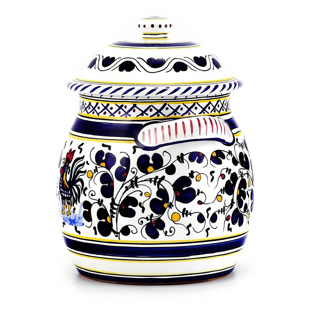 ORVIETO BLUE ROOSTER: Traditional Biscotti Jar - Image 3