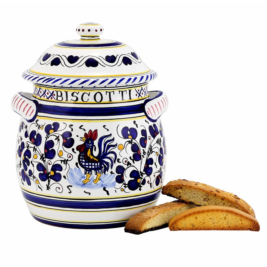 ORVIETO BLUE ROOSTER: Traditional Biscotti Jar - Image 4