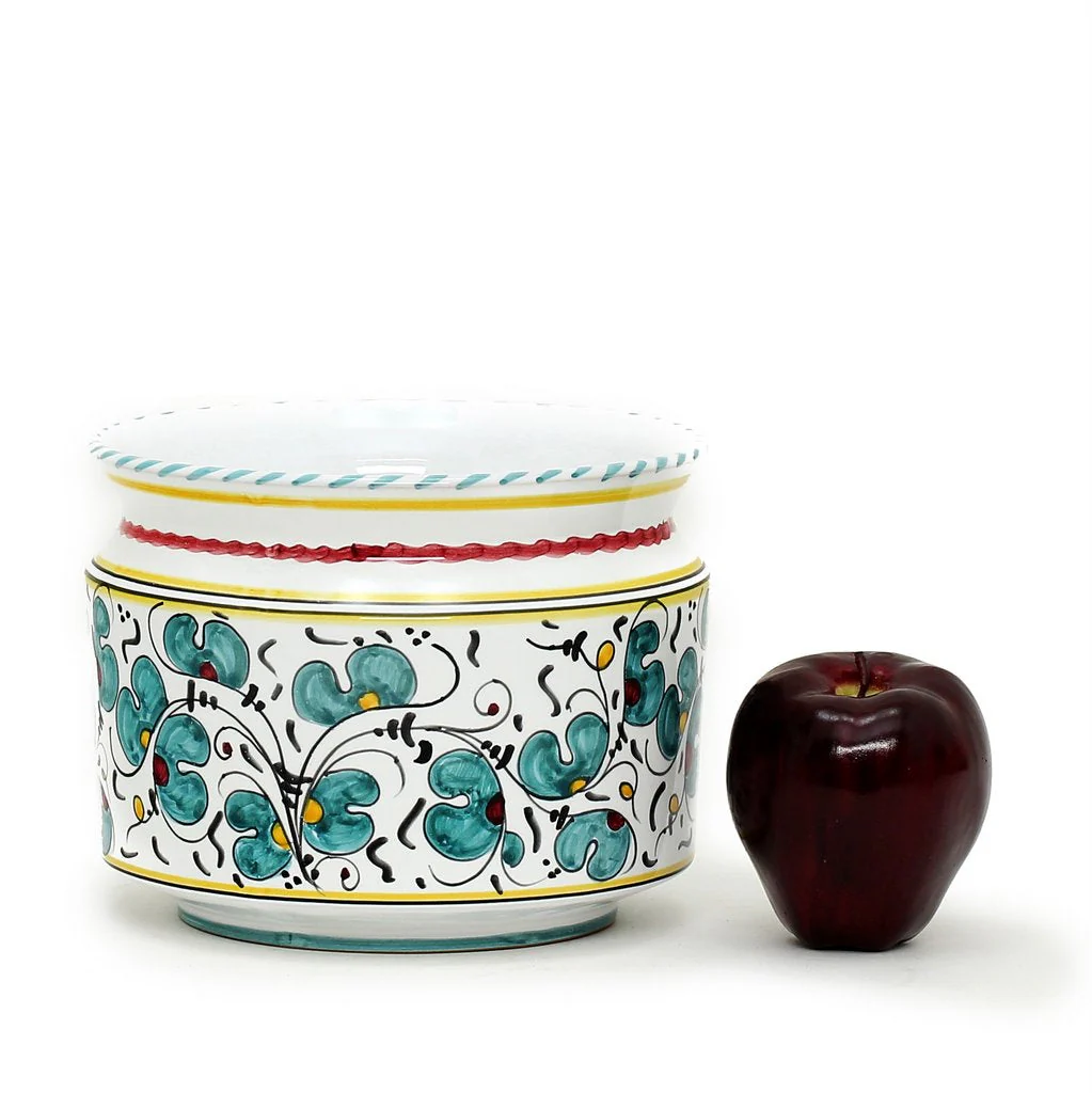ORVIETO GREEN ROOSTER: Cylindrical Cover Pot - Cachepot Planter (Small) - Image 5