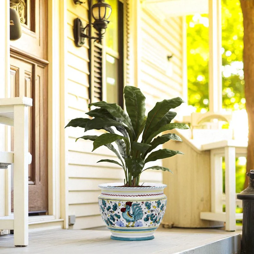 ORVIETO GREEN ROOSTER: Luxury Cachepot Planter Large - Image 4