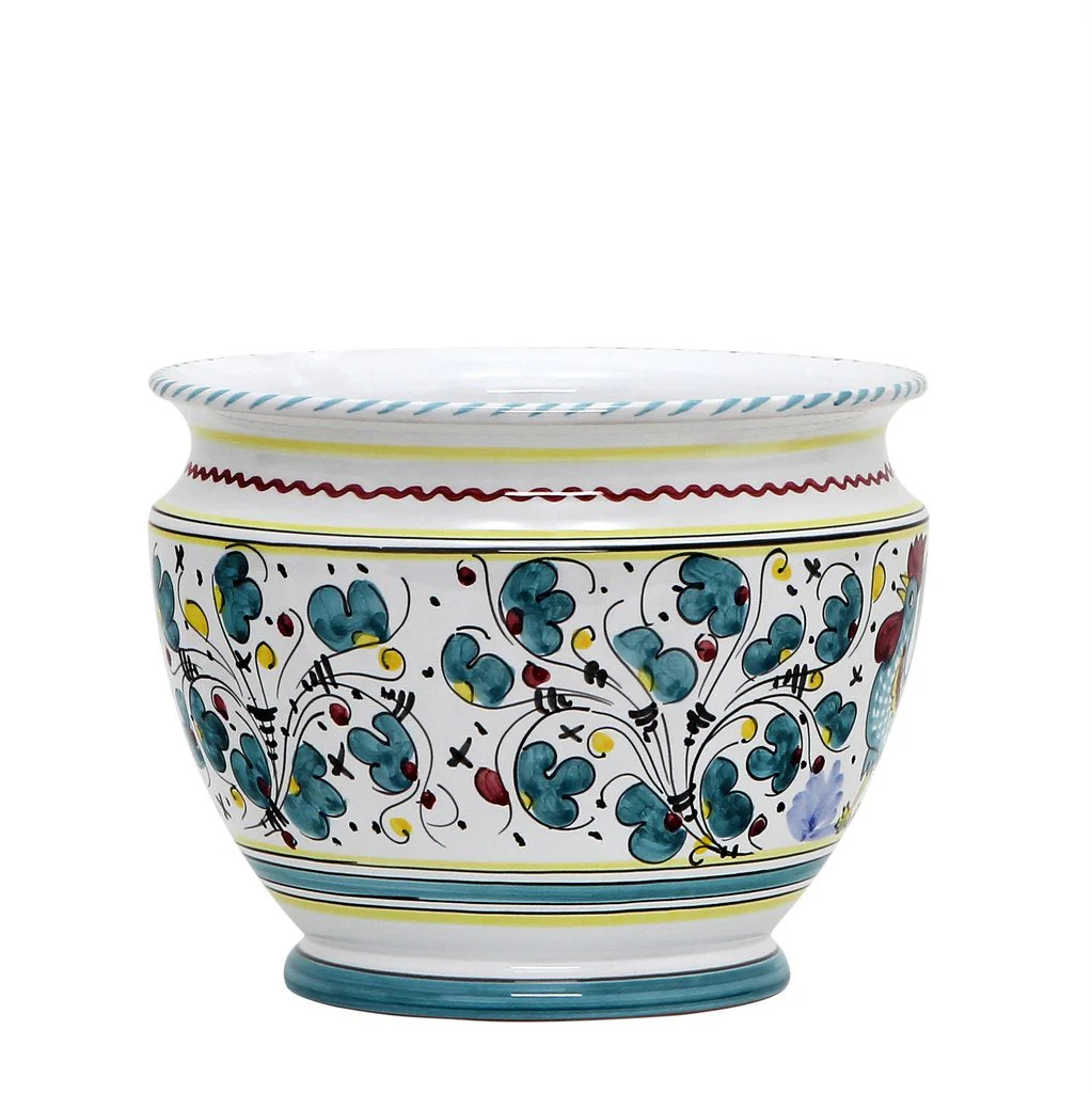 ORVIETO GREEN ROOSTER: Luxury Cachepot Planter Small - Image 3