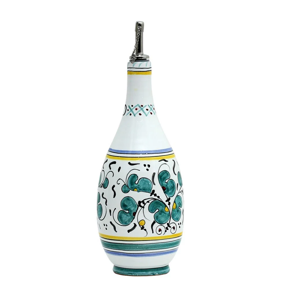 ORVIETO GREEN ROOSTER: Olive Oil Bottle Dispenser with Metal Capped Pourer - Image 2