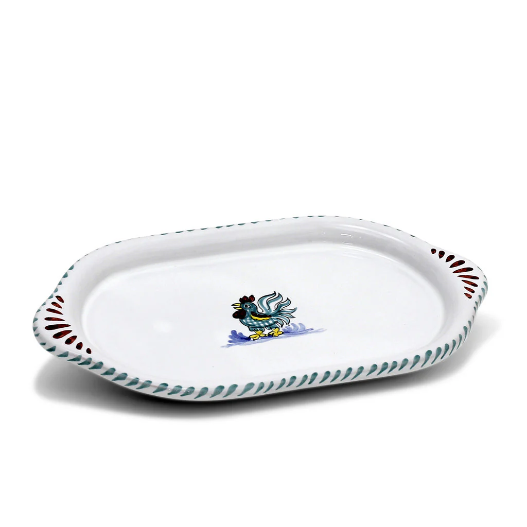 ORVIETO GREEN ROOSTER: Oval/Oblong Small Tray - Image 3