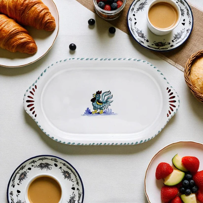 ORVIETO GREEN ROOSTER: Oval/Oblong Small Tray - Image 4