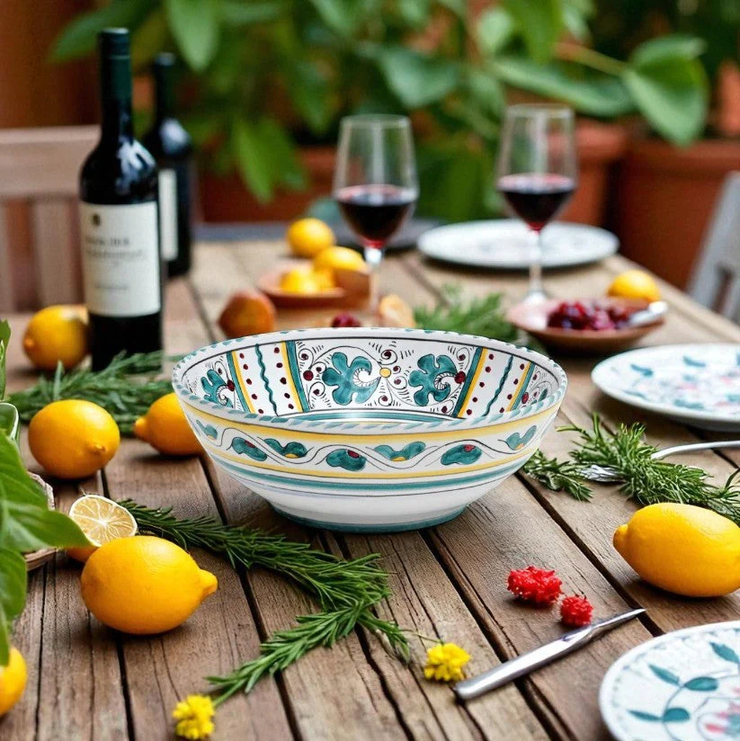 ORVIETO GREEN ROOSTER: Salad Bowl (Medium 10" Diam.) - Image 2
