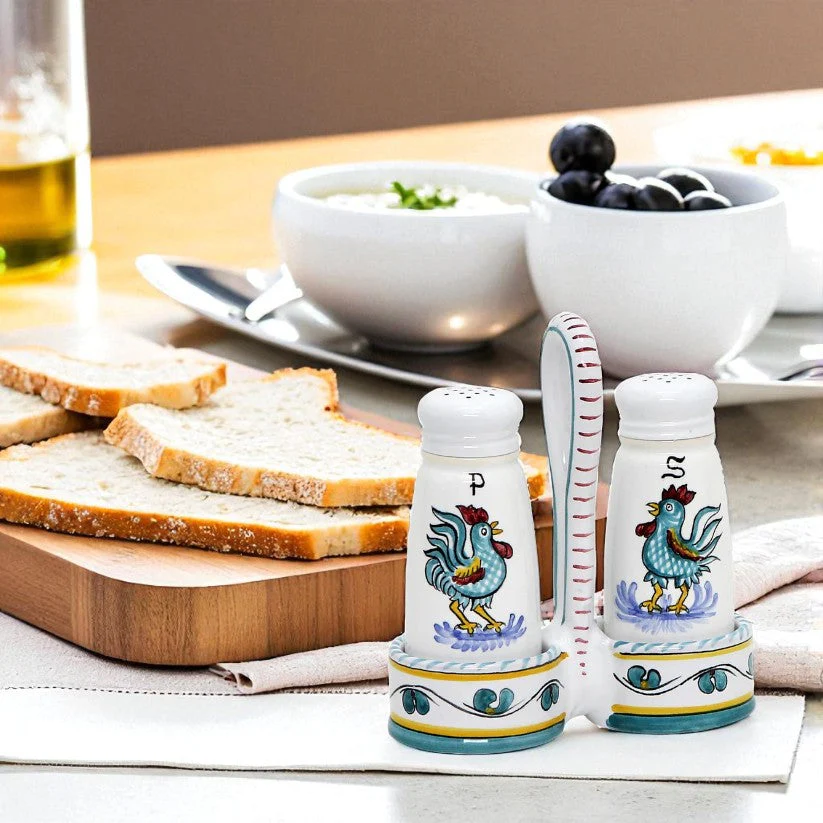 ORVIETO GREEN ROOSTER: Salt and Pepper Cruet - Image 2