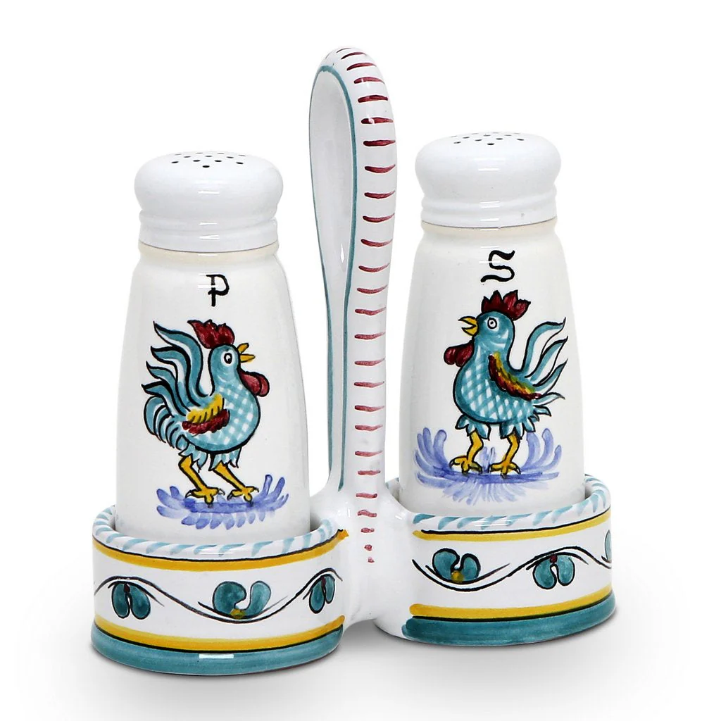 ORVIETO GREEN ROOSTER: Salt and Pepper Cruet - Image 3