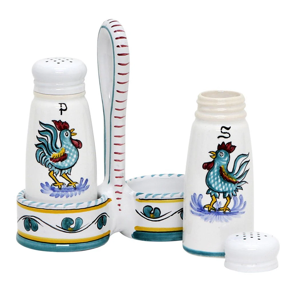 ORVIETO GREEN ROOSTER: Salt and Pepper Cruet - Image 4