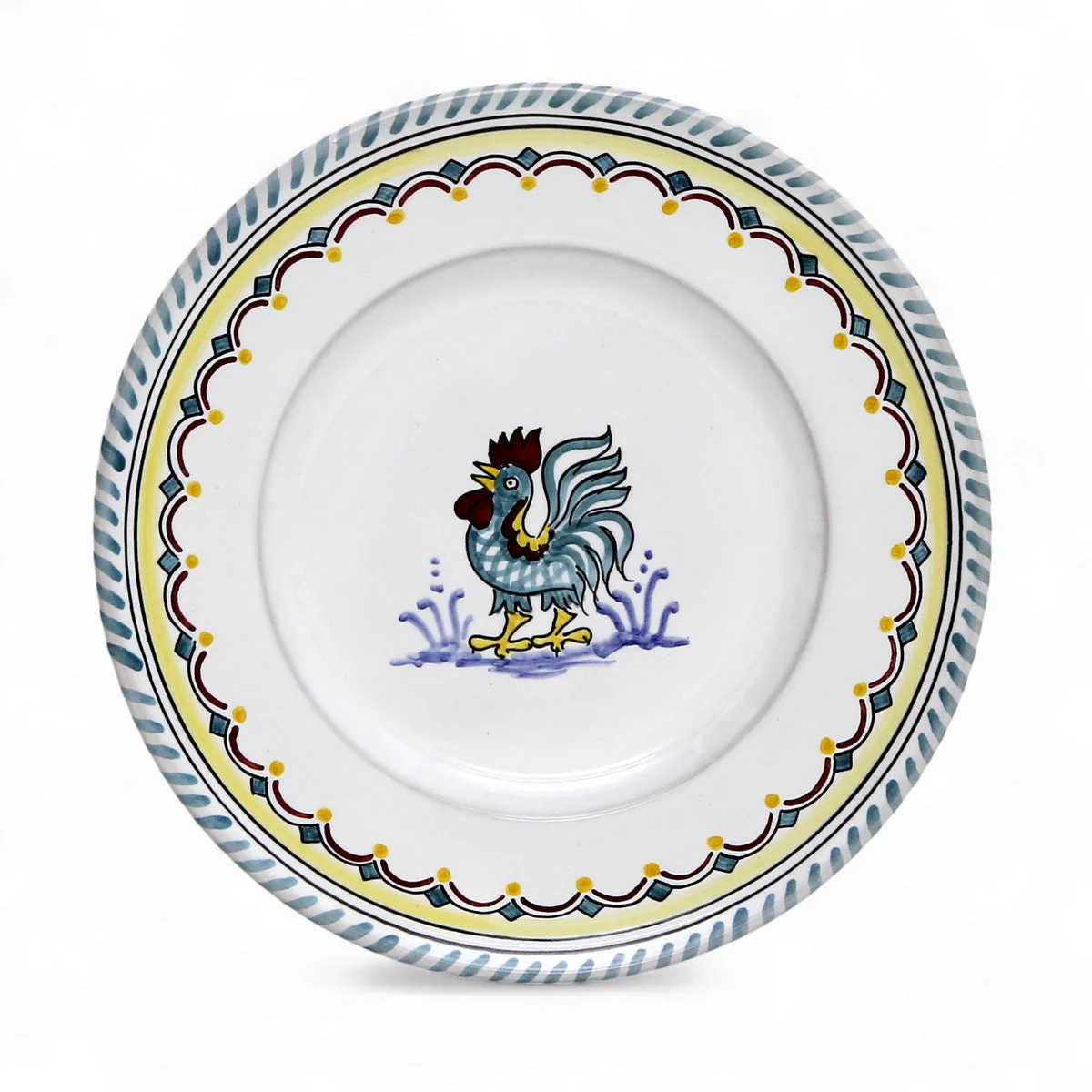 ORVIETO GREEN ROOSTER SIMPLE: Pasta/Soup Rimmed Bowl Plate - Image 3