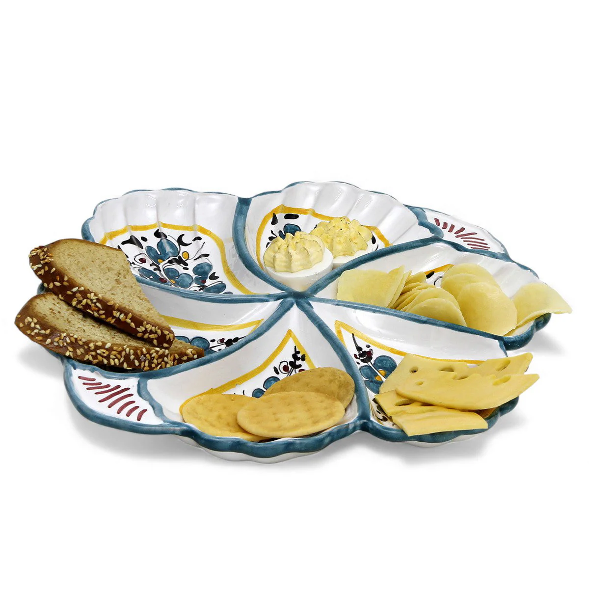 ORVIETO GREEN ROOSTER: Snack Tray Fiore/Shell - Six Compartments - Image 5