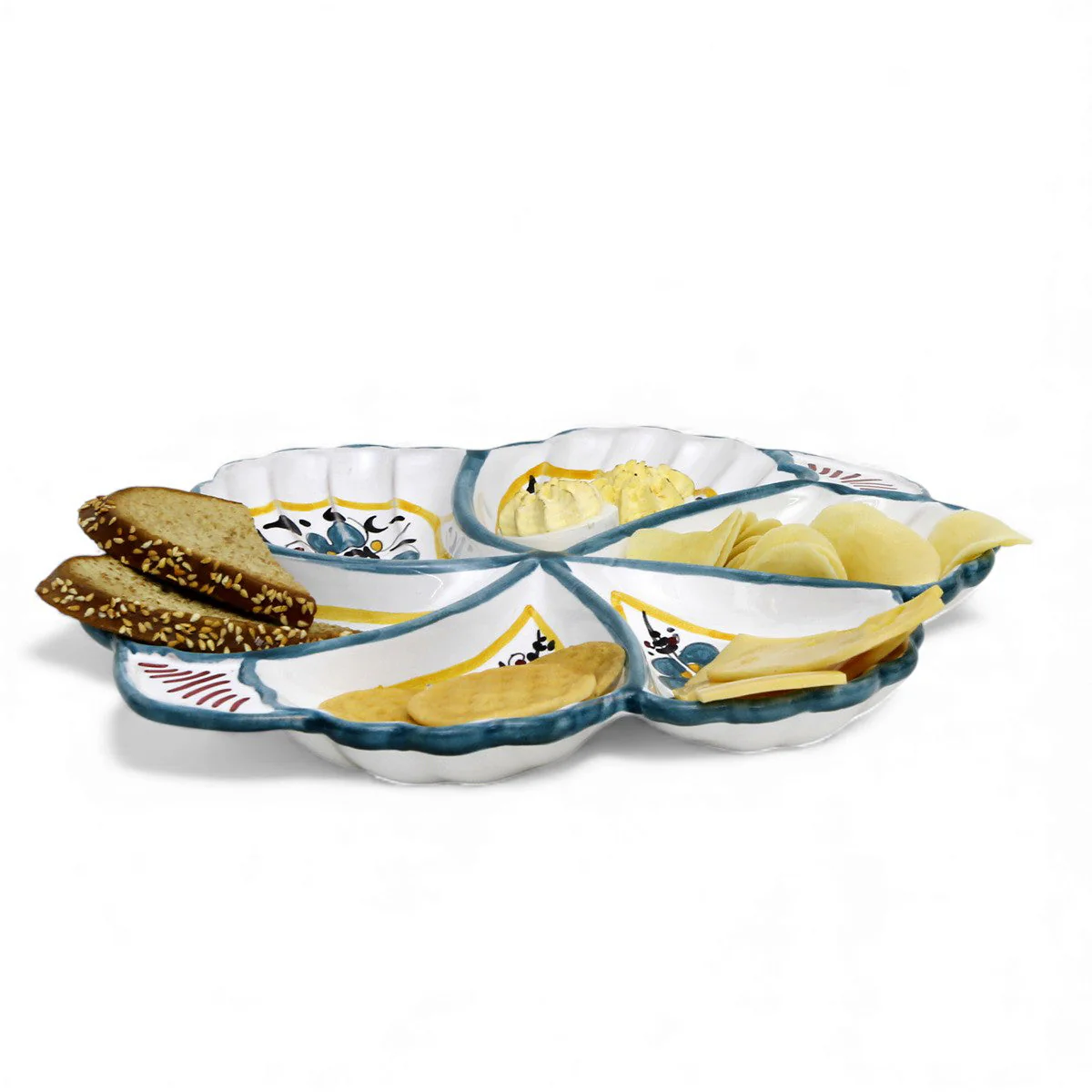 ORVIETO GREEN ROOSTER: Snack Tray Fiore/Shell - Six Compartments - Image 6