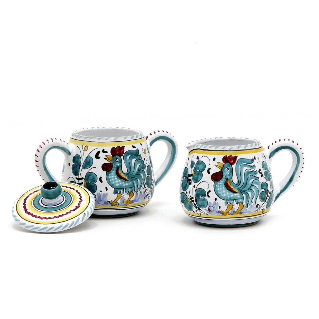 ORVIETO GREEN ROOSTER: Sugar and Creamer - Image 2