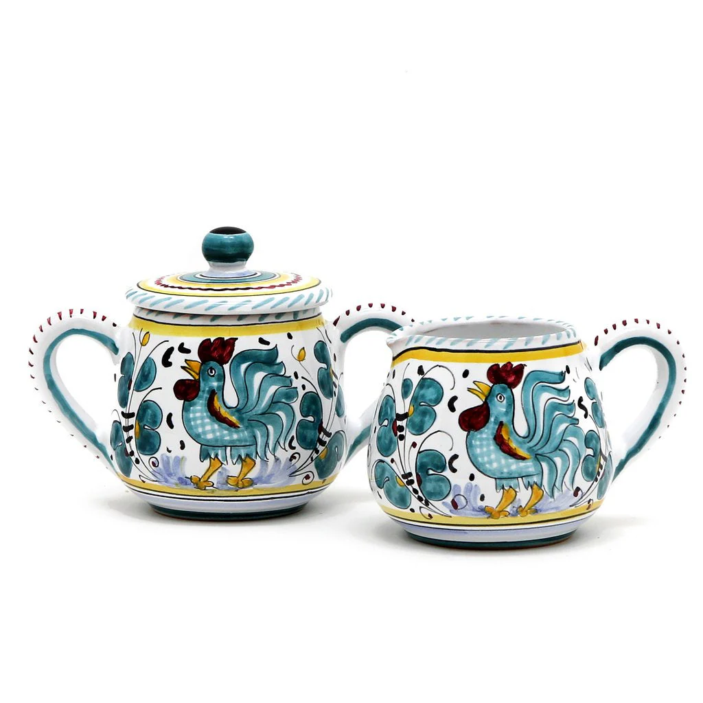ORVIETO GREEN ROOSTER: Sugar and Creamer - Image 3