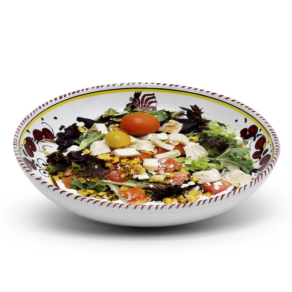 ORVIETO RED ROOSTER: Risotto/Pasta/Cioppino round shallow coupe bowl - Image 3