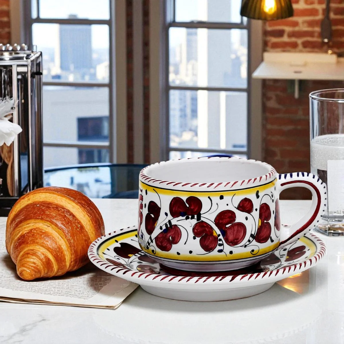 ORVIETO RED ROOSTER: Cup and Saucer - Image 3