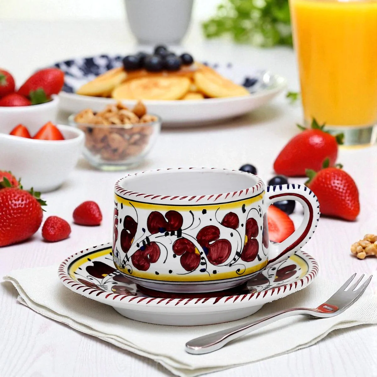 ORVIETO RED ROOSTER: Cup and Saucer - Image 7